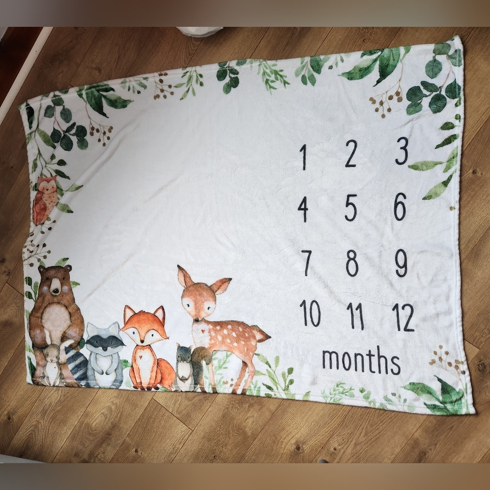Woodland Animal Baby milestone Blanket